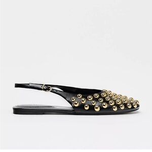 Black Studded Slingback Mules